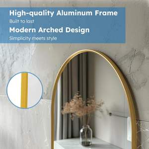 Miroir pleine longueur arqué sur pied ou à poser, grand format pour chambre à coucher, avec support mural ou au sol - Product Image 4