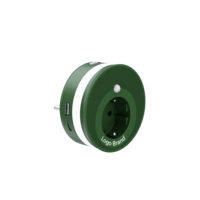 Enchufe de luz con sensor de potencia de 1 salida estándar de la UE, 1 USB, 1 tipo C, interruptor de encendido/automático/apagado, enchufe de extensión de detección corporal de 3-5m