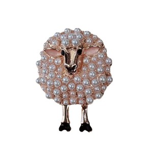 Broche Épinglette Mouton Doré en Métal Coloré avec Perles et Émail, Motif Animal Mignon, Style Kawaii Unisexe pour Vêtements - Product Image 5