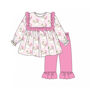 RTS Navidad Santa Boutique Niñas Leggings 2 Piezas Trajes Nuevo Diseño Lindo Venta al por mayor Bebé Botones Ropa Conjunto - Product Image 4