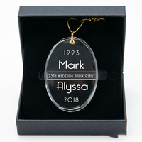 Adorno de Cristal Óptico Transparente Ovalado, Recuerdo Personalizado de Aniversario para Parejas, Decoración Navideña