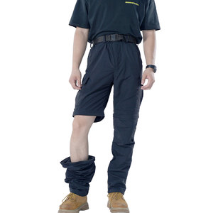 Pantalon de travail pour homme bleu foncé, taille mi-haute, plusieurs poches, en toile respirante, fermeture éclair, coupe droite - Product Image 6