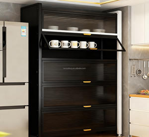 Vente flash : Étagère de rangement multifonctionnelle pour cuisine, en métal, sur pied, à plusieurs niveaux, avec porte, pour <span class=keywords><strong>micro</strong></span>-ondes, casseroles, bols - Product Image 2