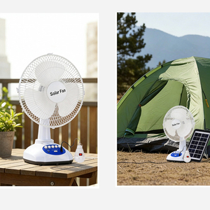 Ventilatore da tavolo in plastica da 12 pollici con lampadina LED, alimentato a energia solare, batteria ricaricabile da 15W - Product Image 4