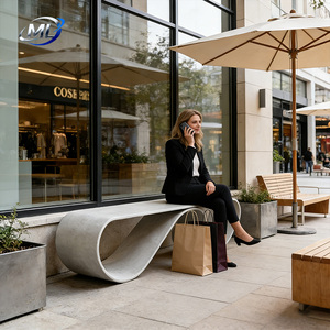 Conjunto de Muebles de Jardín de 2 Plazas, Silla/Banco/Taburete de GRC para Exteriores, Diseño Moderno de Forma Irregular, Duradero - Product Image 5
