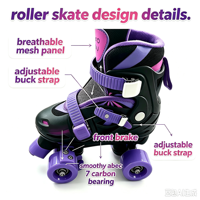 Patins à roulettes ergonomiques pour enfants et adultes, avec 4 roues légères en PU, roulements ABEC-7, protection complète