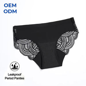 Culottes menstruelles OEM pour femmes, sans couture, en dentelle, anti-fuites, 4 couches absorbantes, fines et respirantes pour l'été, taille basse, en nylon - Product Image 1