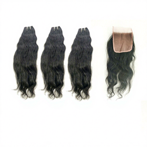 Venta al por mayor KRISORIGINALS Cabello Indio Liso Remy con Cierre de Encaje 4x4 HD, Cabello Virgen Suave con Doble Trama a Máquina, 16 Pulgadas para Salón - Product Image 1