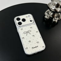 Nouvelle Coque de Téléphone Portable en Cuir PU à Pois avec Nœud, Coque Arrière Blanche Corning pour iPhone 17 16 15 14 13 Pro Max