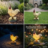 Lampe solaire de jardin en résine personnalisable en forme de coq, étanche IP44, blanc chaud, lumière décorative de jardin