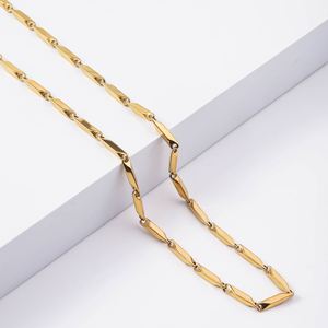 Vente en gros de chaîne à maillons bicolores classique en or 18 carats plaqué or graine de melon en acier inoxydable collier tendance simple pour homme cadeau - Product Image 4