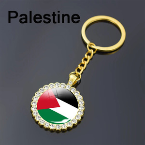 Llavero con ala de la bandera de Palestina, con pedrería y detalles de cristal, completamente pavimentado, colgante para bolso, diseño de bandera nacional personalizado - Product Image 4