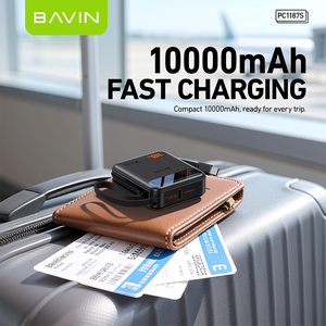 BAVIN PC1187 10000mah 20W Mini Size Fast Charging <strong>Power</strong> Bank with LED Display and 30cm Retractable <strong>Cable</strong> - Product Image 5