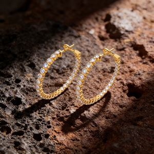 14K Gold Plated Lab Grown Diamond Earrings VVS-VS Quality 2.30ct Brilliant Cut Prong Setting Luxury Fashion Unisex Anniversary - Product Image 3