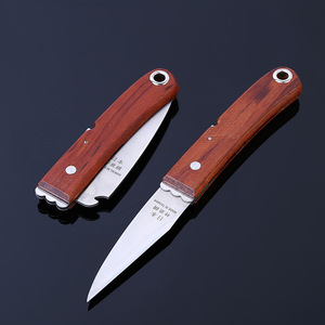 Cuchillo de injerto plegable Shuangsong, hoja de acero con alto contenido de carbono de 100 mm con borde recto, mango marrón, herramienta de jardín - Product Image 3