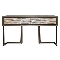 Console moderne de luxe en acier inoxydable avec dessus en marbre, table d'entrée en diamant avec miroir pour salon, hôtel, chambre à coucher, ensemble de miroirs