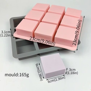 Moule en silicone 3D carré à 9 cavités pour la fabrication artisanale de savons, bougies, résines et gâteaux - Stock usine - Product Image 6