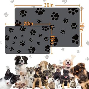 Tapete Absorbente de Secado Rápido para Comida y <span class=keywords><strong>Agua</strong></span> de Mascotas con Patrón de Huellas, Resistente a las Manchas, para Perros y Gatos que Beben de Forma Desordenada - Product Image 6