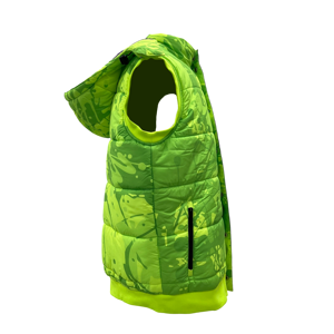 Veste <span class=keywords><strong>sans</strong></span> manches en duvet pour <span class=keywords><strong>homme</strong></span> avec impression par sublimation personnalisée, imprimé vert éclaboussures, gilet chaud d'hiver pour l'extérieur - Product Image 4