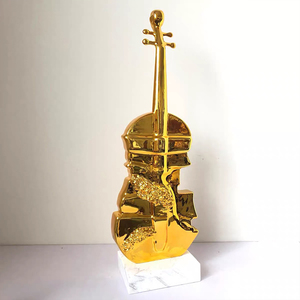 Hiện đại sang trọng sợi thủy tinh nhựa Violin Guitar trang trí nội thất bài viết trừu tượng Electroplated nhựa điêu khắc cho khách sạn trang trí sàn - Product Image 3