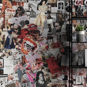 Papier peint <span class=keywords><strong>mural</strong></span> 3D avec collage de photos de magazines de mode - Product Image 4