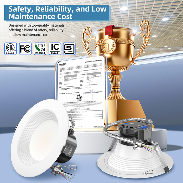 Dimmable 5CCT 13w-40w Smart SMD2835 LED Downlight Fixture Commercial 6 8 10 Inch Recessed Housing with IP65 Rating
