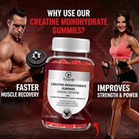 Tiora Vente en gros OEM Marque privée Supplément gommeux de créatine monohydrate 5000mg saveur fraise en forme d'ours avec vitamine B12