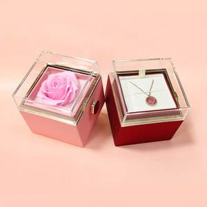 Nueva rotación Rose Jewelry Gift Box Día <span class=keywords><strong>de</strong></span> San Valentín <span class=keywords><strong>Matrimonio</strong></span> Acrílico Anillo Cajas Collar Almacenamiento Rose Jewelry Display Box - Product Image 3