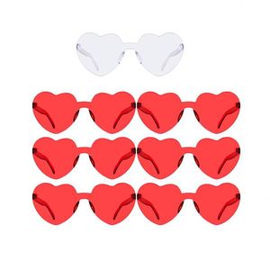 Bachelorette Party Favor Supplies Transparent Candy Color Frameless <b>Rimless</b> Heart Shape <b>Sunglasses</b> Set of 7 - Product Image 3
