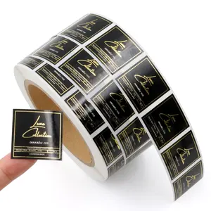Etichette per imballaggio di cosmetici personalizzati con Logo di lusso rotolo di etichette impermeabili con stampa in lamina d'oro per flacone cosmetico