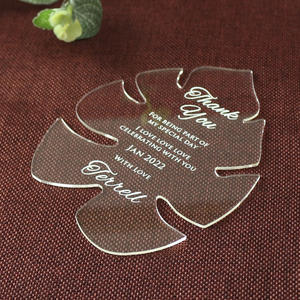 Biglietti di Ringraziamento a Forma di Foglia in Acrilico Trasparente con Taglio Personalizzato per Inviti di Nozze - Campione Gratuito - Product Image 1