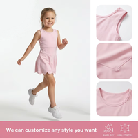 Robe d'été pour filles en tissu yoga, sans manches, avec short intégré, ourlet en dentelle ondulée, tenue de jeu quotidienne, taille personnalisée