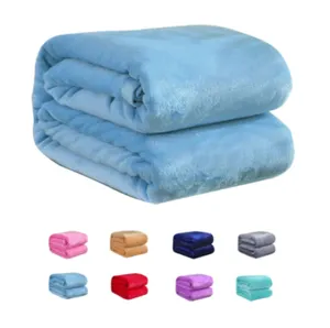 सुपर नरम लक्जरी सस्ता रोएंदार आसानी से ले जाने वाला रंगीन कस्टम सॉलिड घुटने वाली एयरलाइन फलालैन ऊनी कंबल