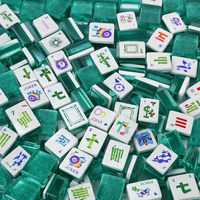 Tuiles de Mahjong Personnalisables Bleu Turquoise Style Américain en Mélamine Pliables Durables Portables Tendance Luxueuses