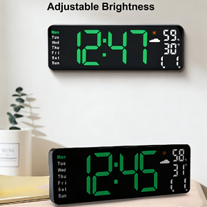 Reloj Despertador Digital LED de 12 Pulgadas, de Pared, con Calendario, Semana, Pronóstico del Tiempo, Puerto USB, para Hogar, Oficina, Escritorio/Mesa - Product Image 3