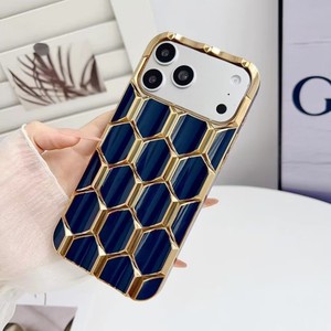 Funda de lujo para teléfono móvil iPhone 17 11 Pro Max, con diseño de rombos 3D electrochapados, cubierta de TPU con patrón de panal, venta al por mayor de fábrica - Product Image 5
