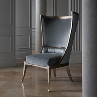 Fauteuil à bascule moderne de luxe à dossier haut, en velours capitonné, avec panneau en acier inoxydable, pour salon et maison