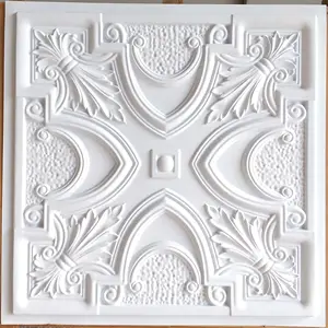 PL11 Faux tin finishes Artistic style 3D embossing glue up ceiling tiles store shopping pub cafe club decor wall panels