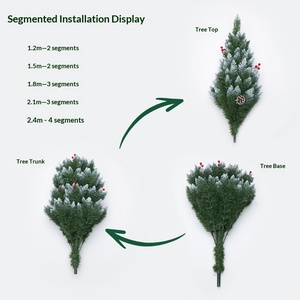 White frosted pointed pinecone with red fruit christmas <b>tree</b> for hotel mall festive decoration layout - Product Image 5
