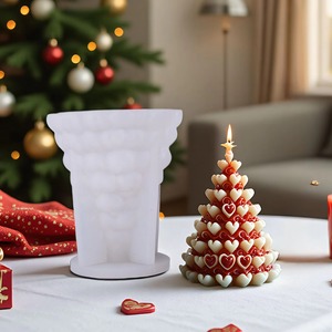 3D Heart Christmas Tree Silicone <b>Candle</b> <b>Mold</b> DIY Resin Soap Wax Casting Mould For Holiday Handmade Craft - Product Image 3