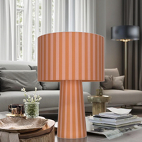 Outil d'étude de lecture moderne pour la maison, lampe de table en tissu à motif de nervure orange, culot d'ampoule E14, alimentation électrique pour salles de lecture