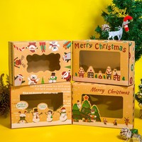 Boîte à biscuits de Noël en papier kraft pour le commerce extérieur, forme avion, avec fenêtre transparente, vente en gros, personnalisation du logo