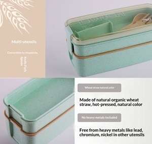 Wholesale Wheat Straw Student <b>Lunch</b> <b>Box</b> Multi-layer Bento Plastic Fresh-keeping Can Be Heated in Microwave Oven - Product Image 3