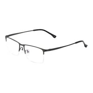 Factory Direct Supplier Rectangular Eyewear Titanium Half-rim Glasses Men's Titanium Spectacle Eyeglasses Frame