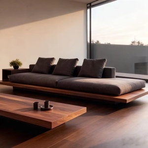 Nouveau canapé multifonction en bois massif de noyer noir d'Amérique du Nord de style Zen haut de gamme à trois places pour bureau, hôtel, maison d'hôtes, villa - Product Image 2