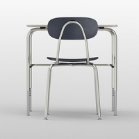 Ensemble bureau et chaise en plastique thermoformé rigide pour écolier, avec structure métallique, fabriqué en Chine