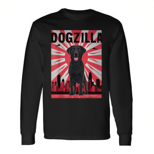Dogzilla T-shirt à manches longues noir Labrador Retriever, design japonais rétro - Product Image 2