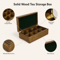 Boîte de rangement en bois marron de style populaire avec finition laquée, décoration intérieure, taille et couleur personnalisables, matériau écologique