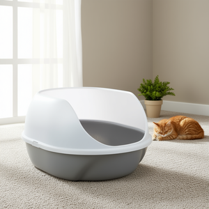 Bac à litière pour chat Simao gris à rebord haut 48 x 30 x 58 cm, plateau hygiénique - Product Image 3