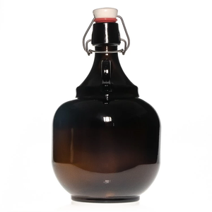 Shanghai Linlang vente en gros PALLA balançoire 64oz 2L ambre growler bouteille en verre ronde avec balançoire haut et poignée - Product Image 1